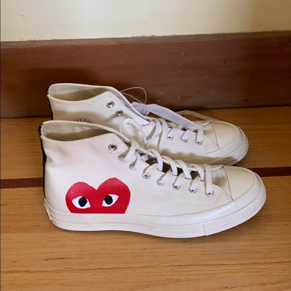 Comme des garçons high top white converse size 9